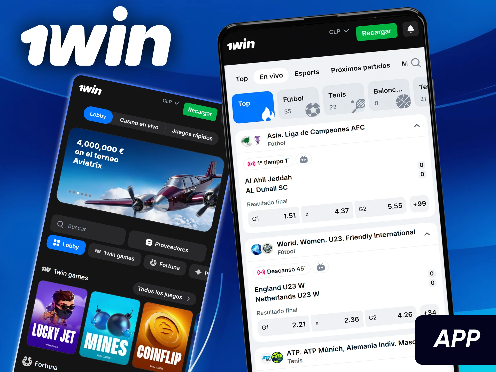 App móvil de 1win para Android e iOS