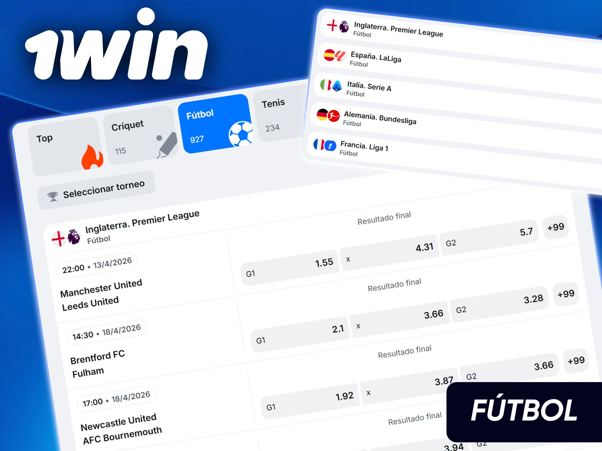 Línea de apuestas de fútbol en 1win