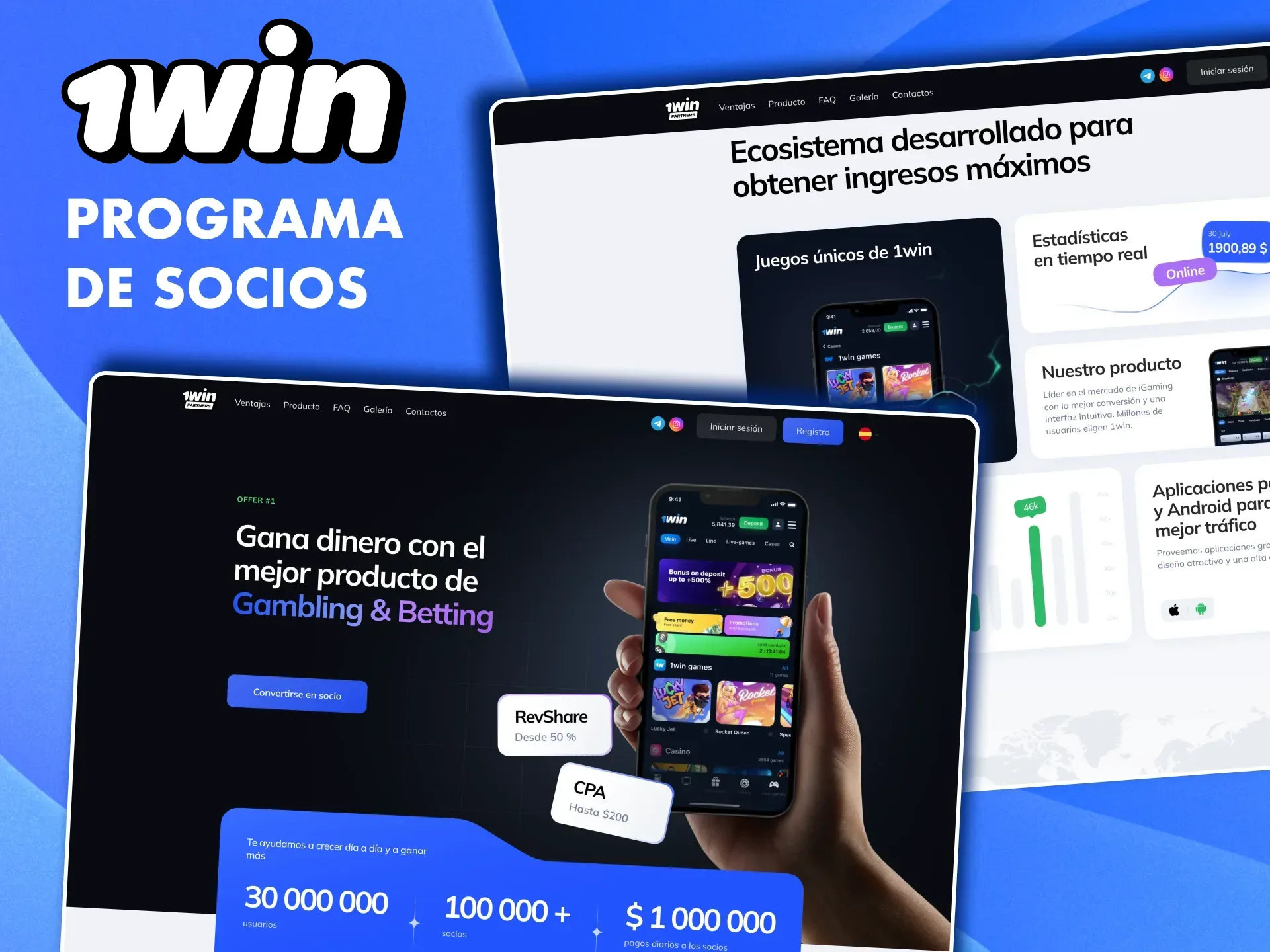 Promociona 1Win y recibe pagos frecuentes por cada jugador referido.