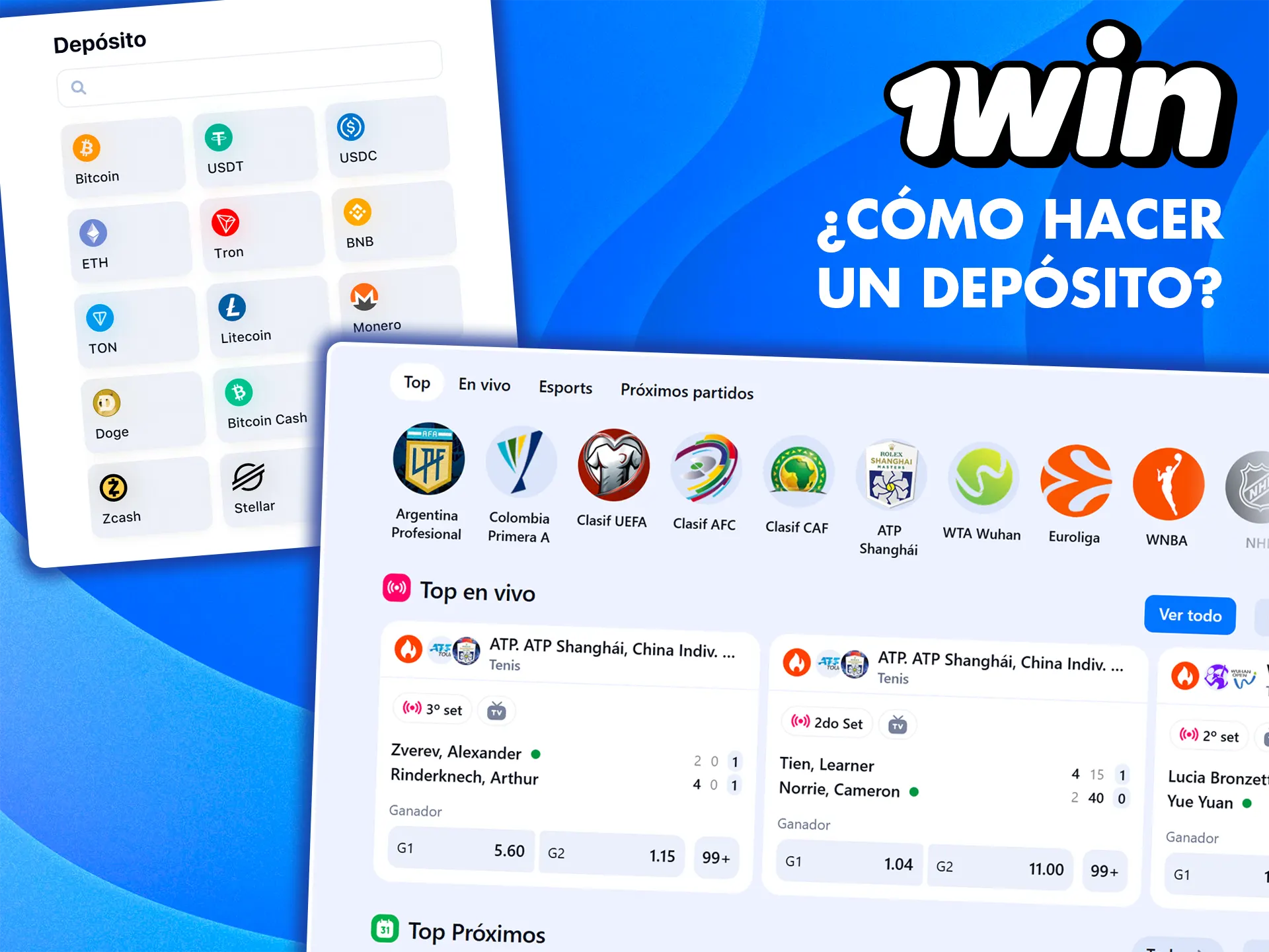 Regístrese y haga un depósito en 1win.