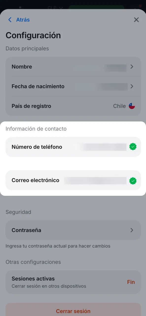Panel de usuario 1win permite verificación con cédula nacional.