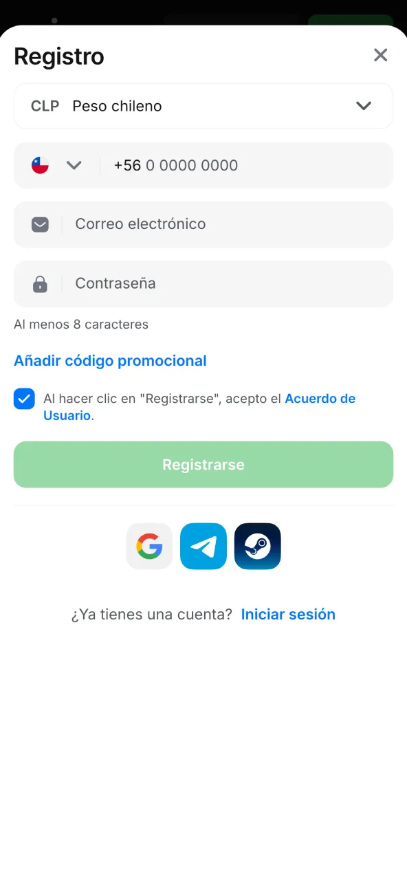 Completa el formulario de registro rápidamente dentro de 1win.