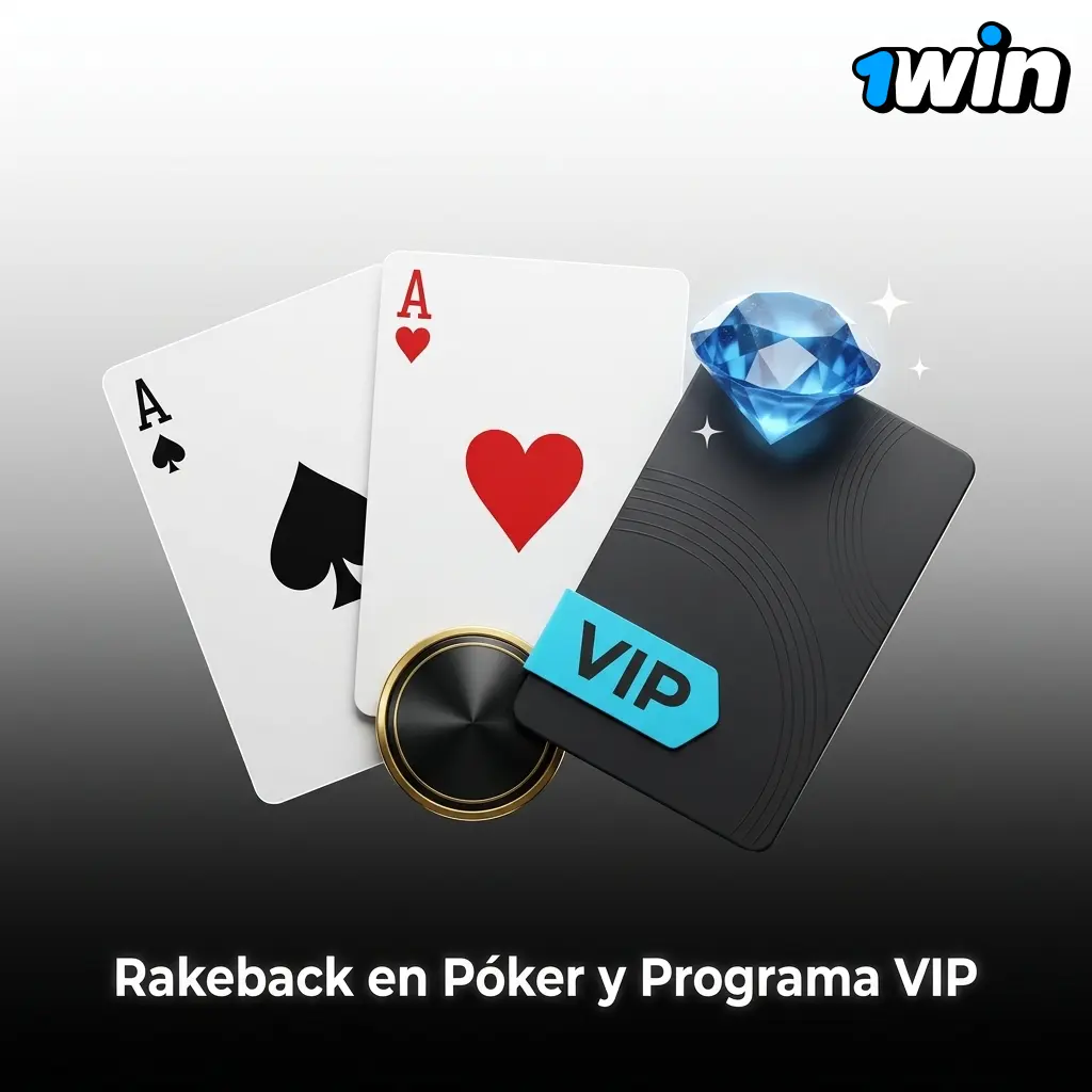 Jugador de póker recibiendo rakeback automático semanal según nivel VIP en mesas de cash de 1win Poker