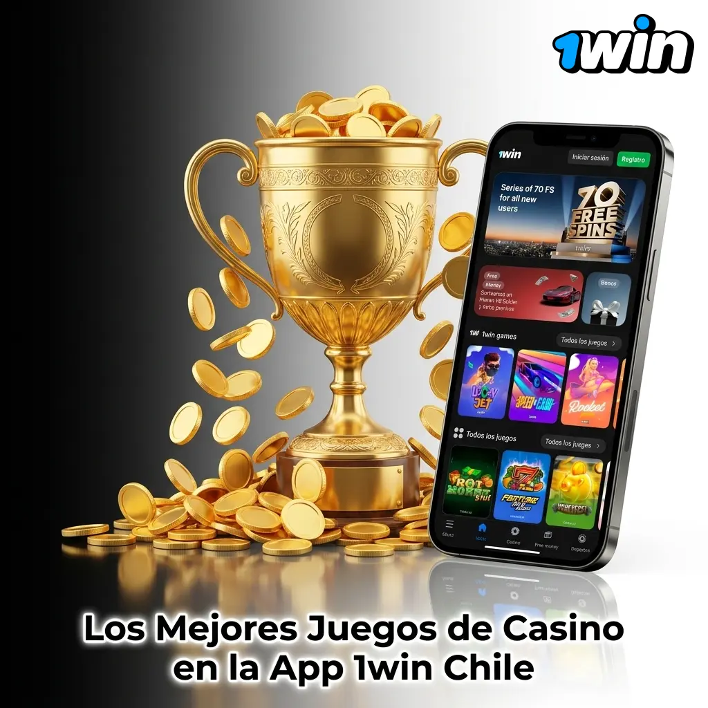 Interfaz de la app 1win Chile mostrando más de 13.000 juegos de casino, tragamonedas y casino en vivo